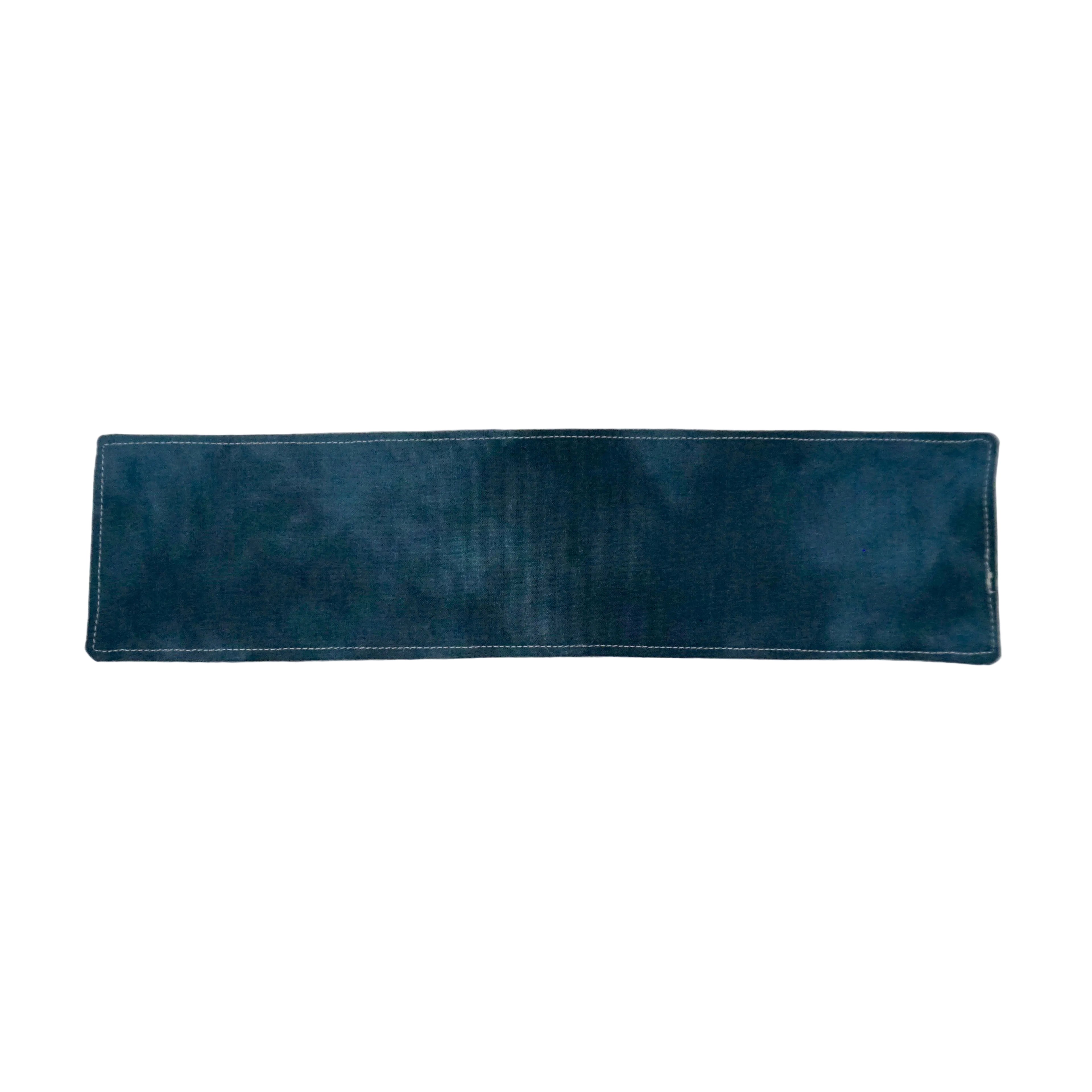 Navy bookmark with a subtle mottled tie dye pattern on a white background.